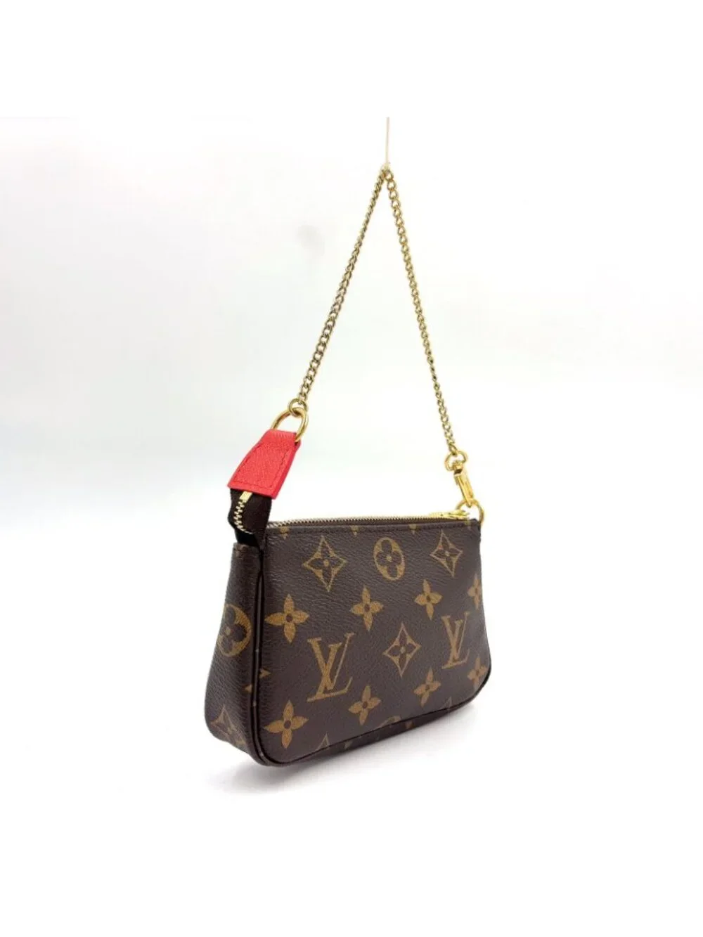 Louis Vuitton Mini Pochette Accessoires Illustre Monogram Brown Handbag Gold